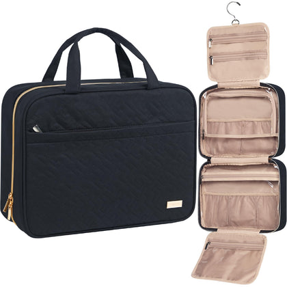 NISHEL front view hanging toiletry bag showing roomy organized storage benefit