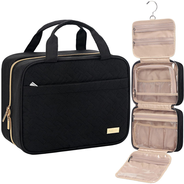 NISHEL front view of toiletry bag shows compact travel-ready design and easy packing