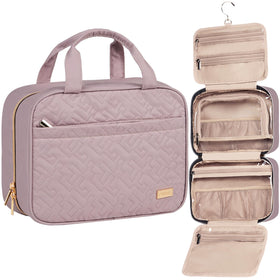 NISHEL front view peach pink toiletry bag, compact and stylish