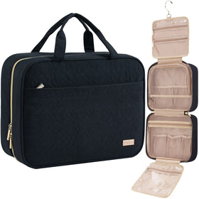 NISHEL front view showing compact black exterior and zippered front pocket benefit easy travel