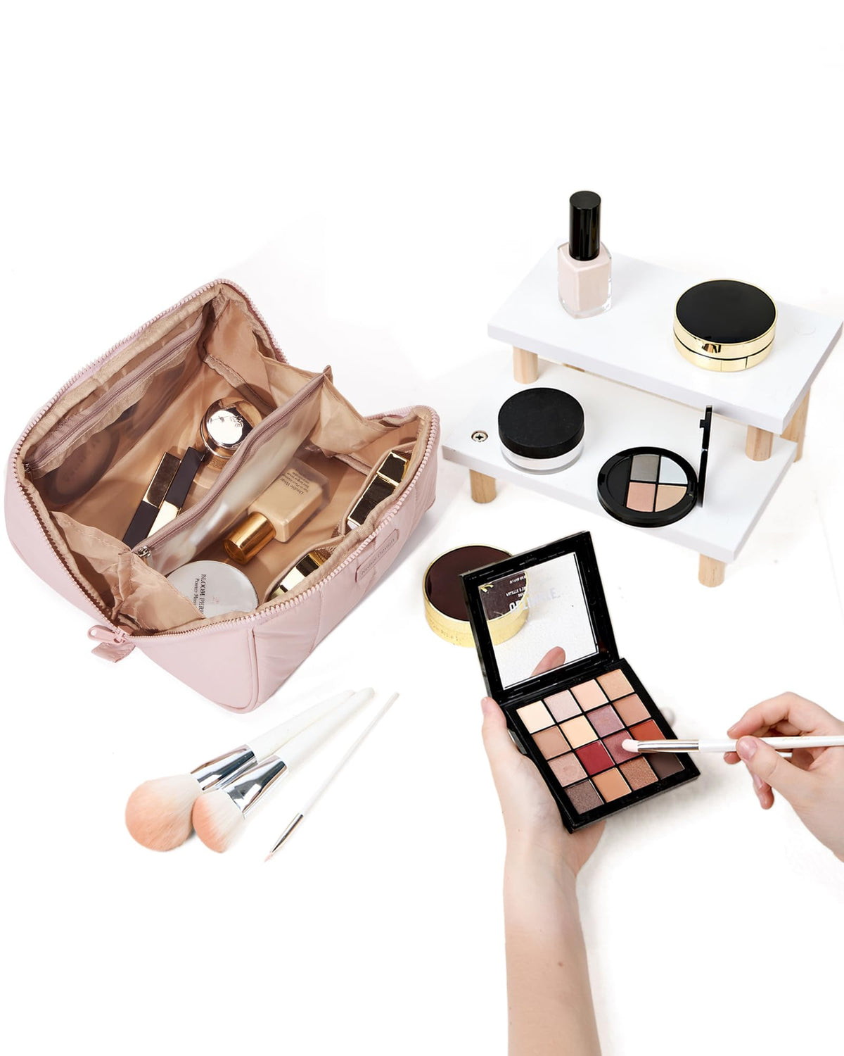 NISHEL bag inside a carry-on showing compact fit and organized travel convenience