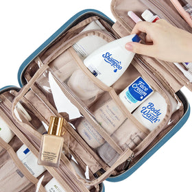 NISHEL bag inside a carry-on suitcase showing compact size for efficient packing
