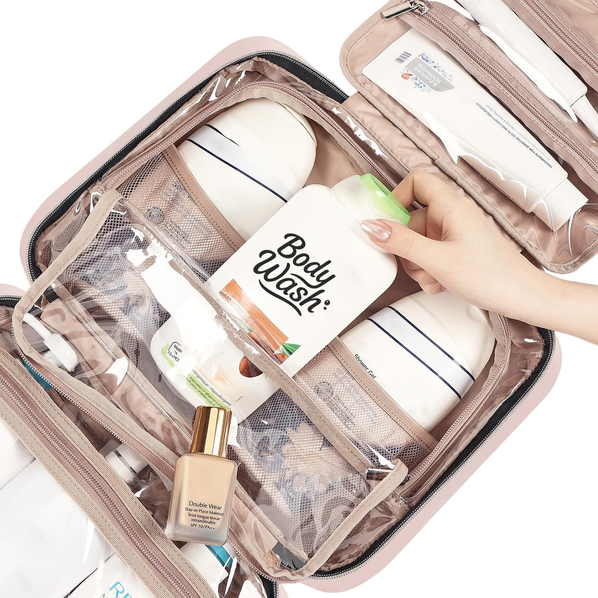 NISHEL zippered compartment interior protecting small items and cosmetics