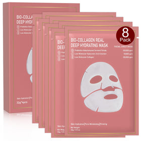 Nityrliv front packaging showing eight hydrating collagen masks and benefits
