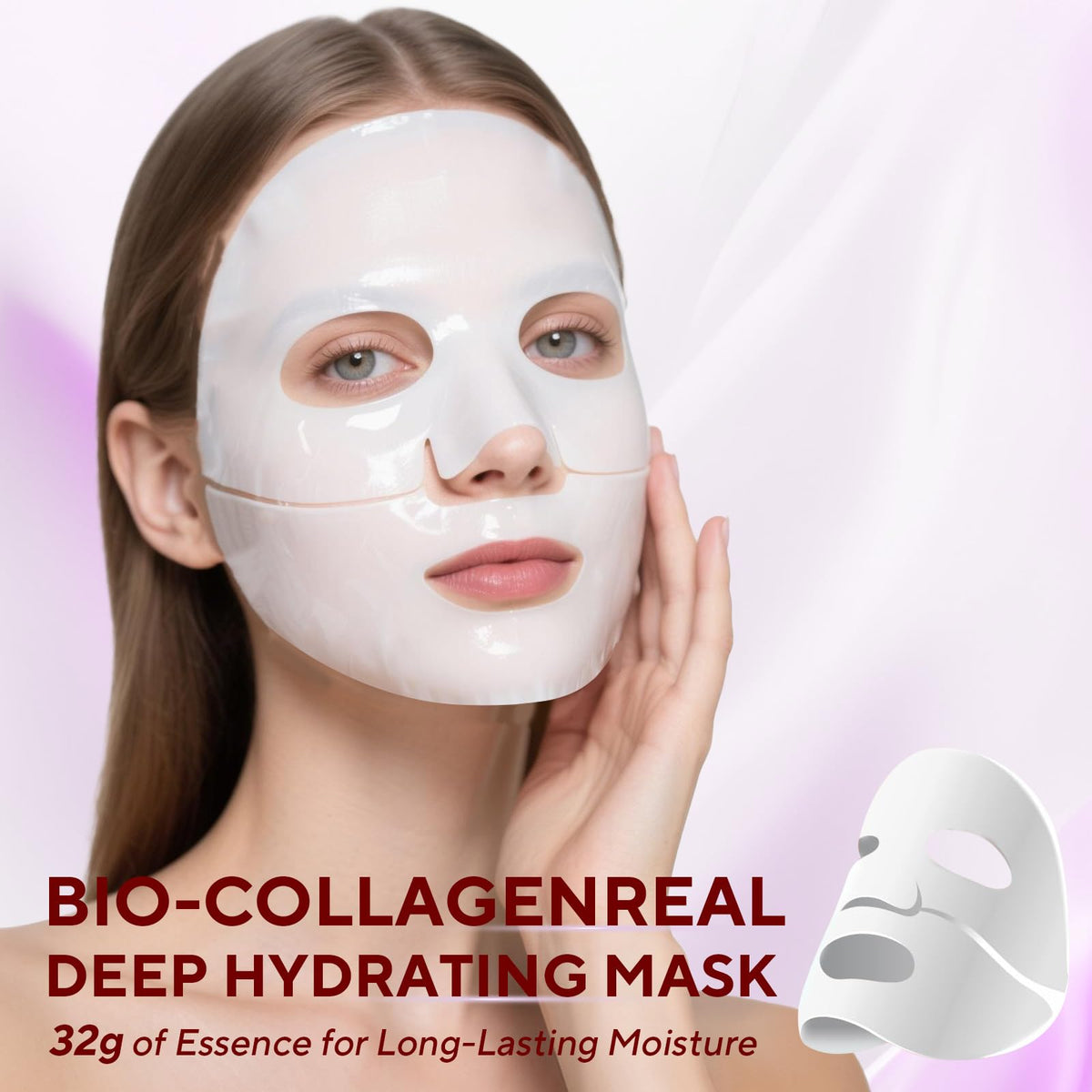Nityrliv single mask flat-lay displaying hydrogel shape and fit
