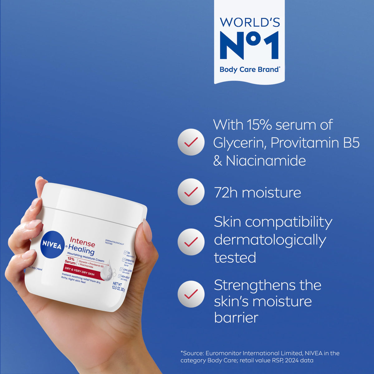 NIVEA being smoothed into hands demonstrating immediate hydration and comfort