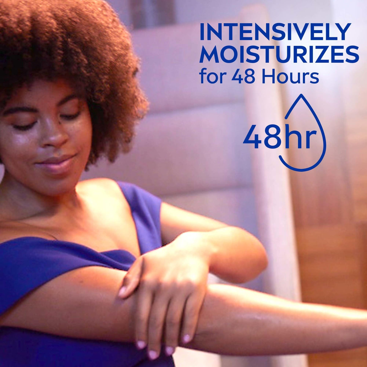 NIVEA application on forearm showing even coverage for long-lasting moisture