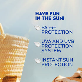NIVEA sunscreen application on hand demonstrating easy absorption