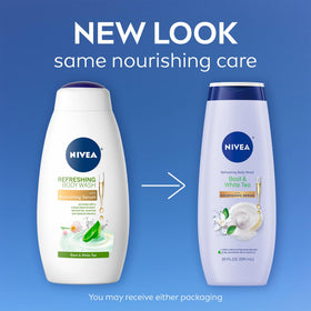 NIVEA pump dispensing gel illustrating easy application and hydration