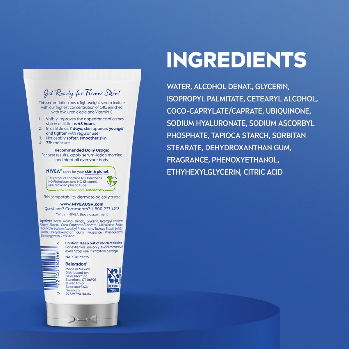 NIVEA before and after texture comparison illustrating reduced crepey appearance