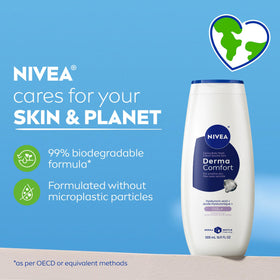 NIVEA biodegradable badge close-up signifying eco-conscious formulation