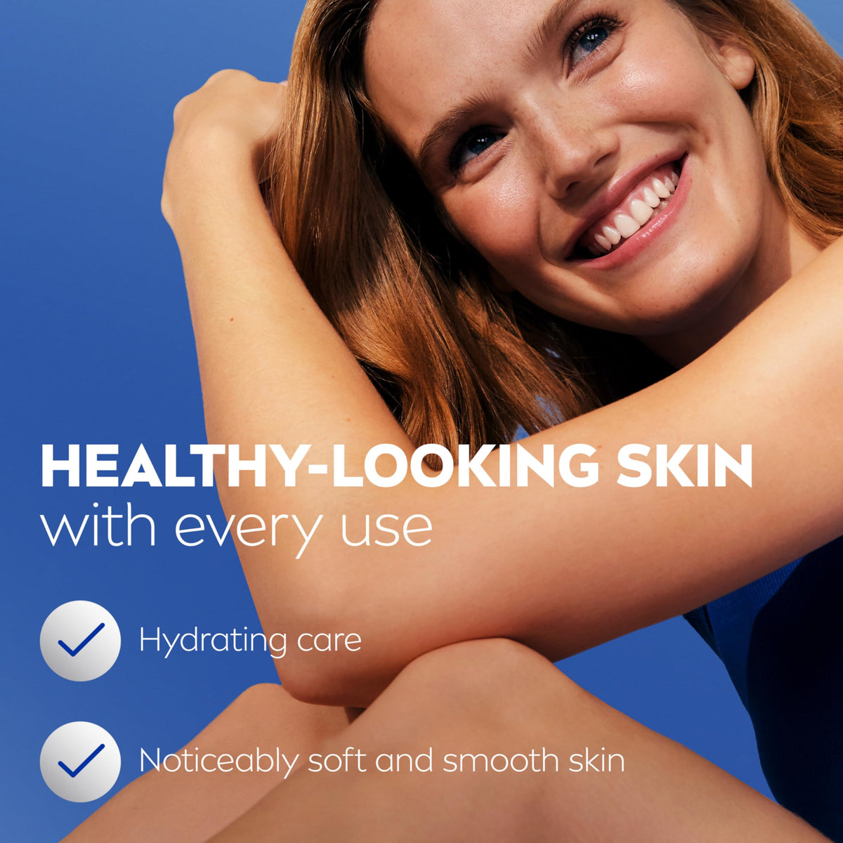 NIVEA bottle placed near shower, illustrating post-shower hydration benefit
