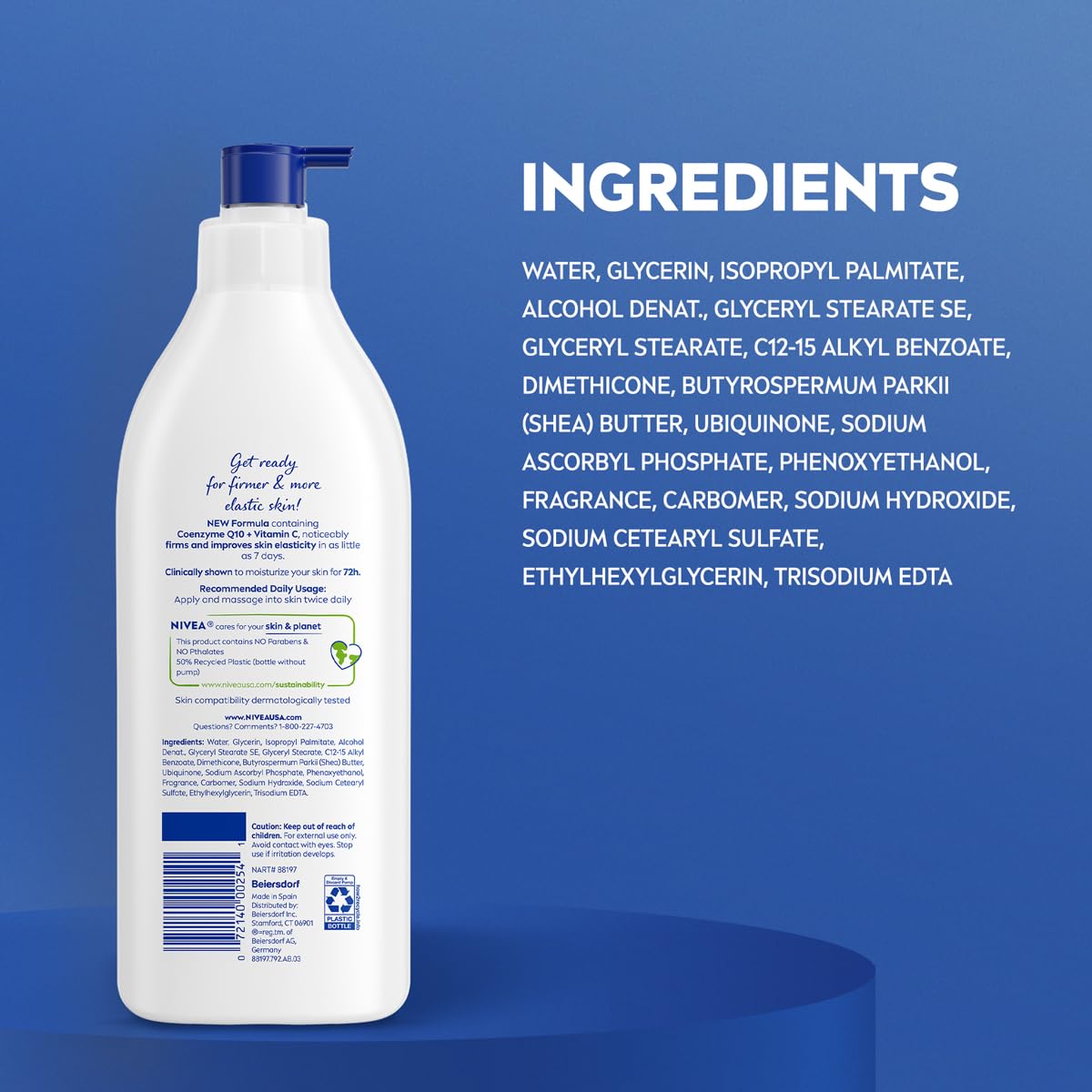 NIVEA bottle styled on bathroom shelf conveying daily routine benefit