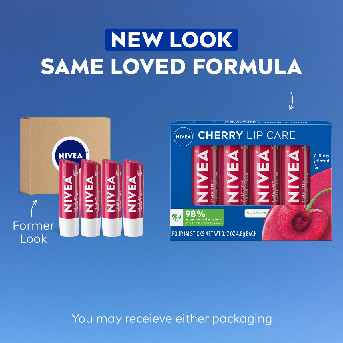 NIVEA open stick showing balm texture and smooth application benefit