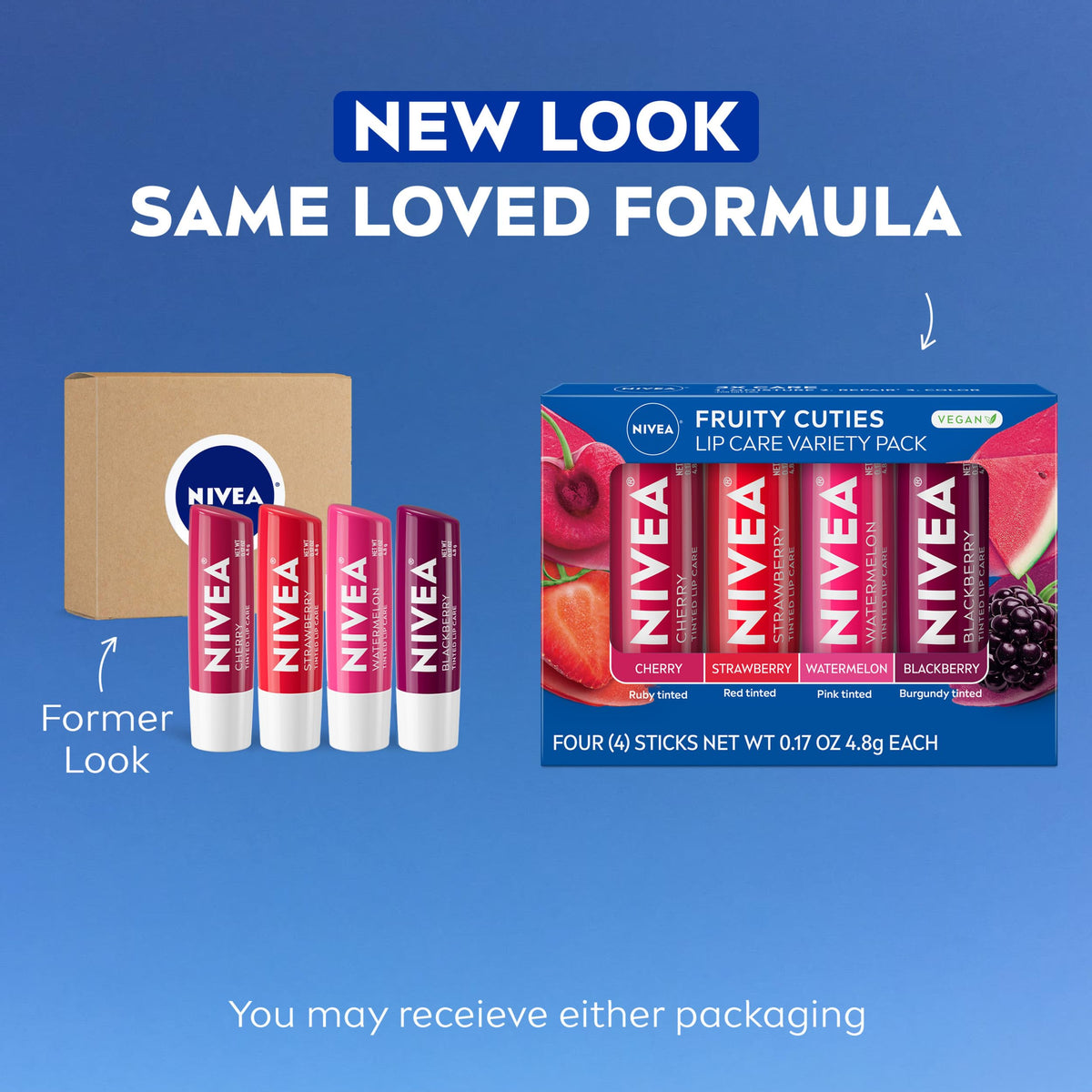 NIVEA cherry tinted lip balm stick close-up showing smooth glide and hydration