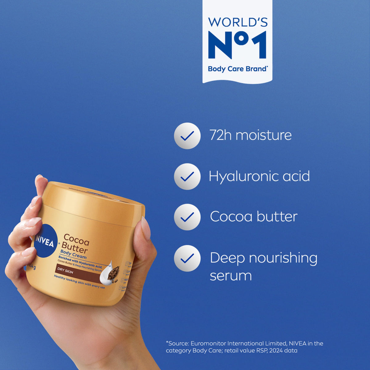 NIVEA scoop of cream demonstrates thick formula for dry skin