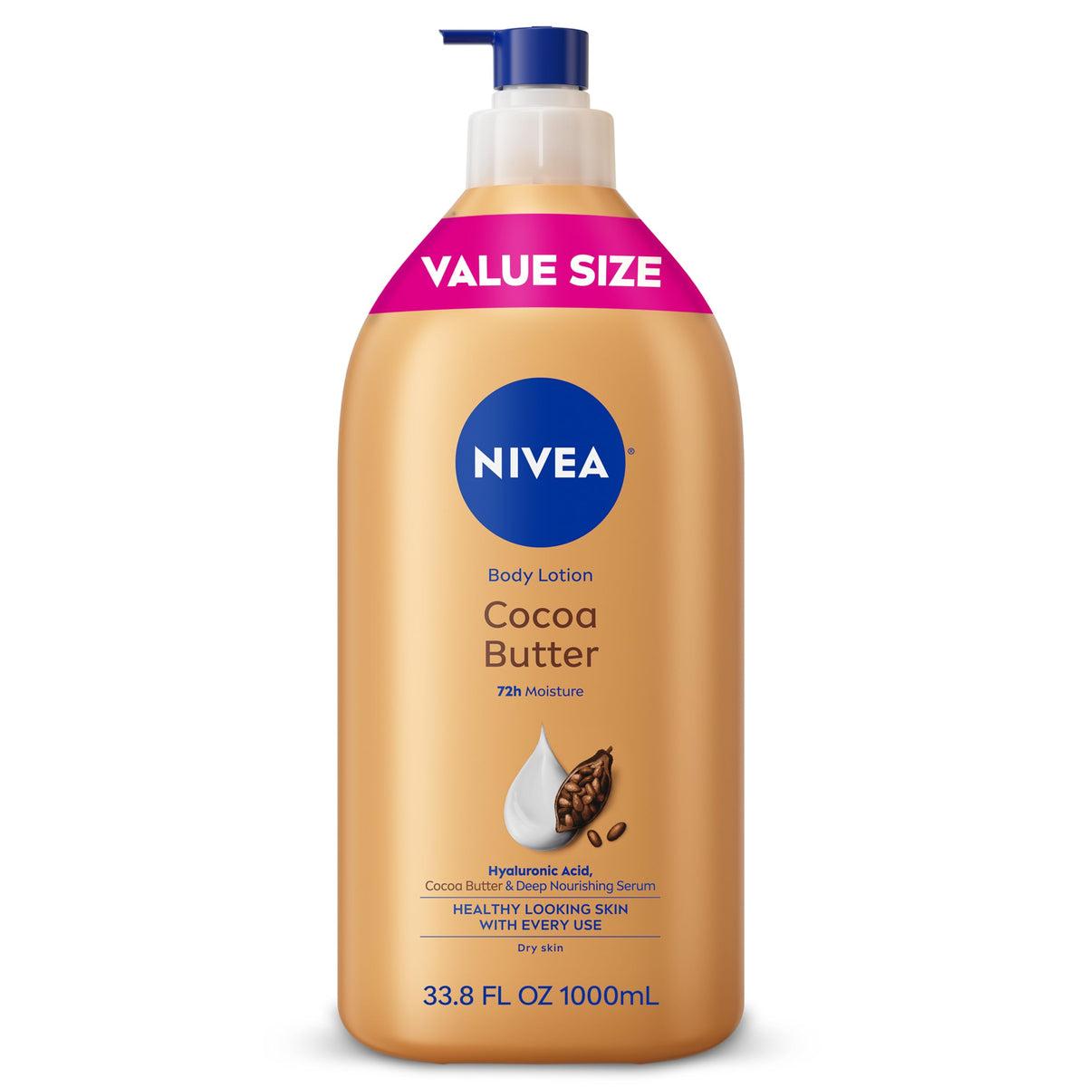NIVEA front packaging showing value size and cocoa butter benefits