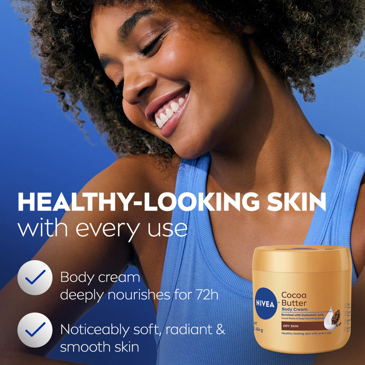 NIVEA jar beside everyday items showing generous 16 ounce size