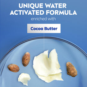 NIVEA lotion texture close-up illustrating smooth cocoa butter emollience