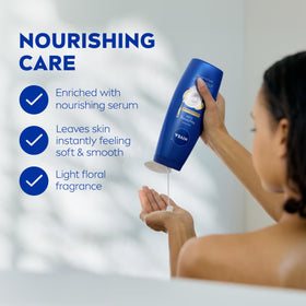 NIVEA close-up of cream texture showing rich moisturizing feel benefit