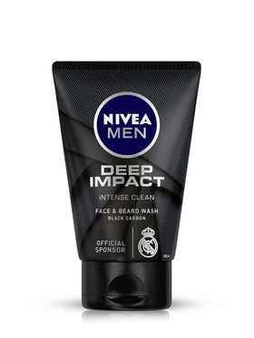 NIVEA Men Deep Impact front pack showing black carbon tube and label benefits