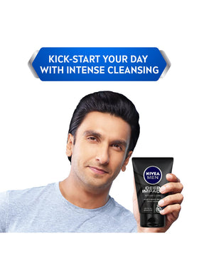 NIVEA Men Deep Impact open dispenser with product droplet showing easy dosing