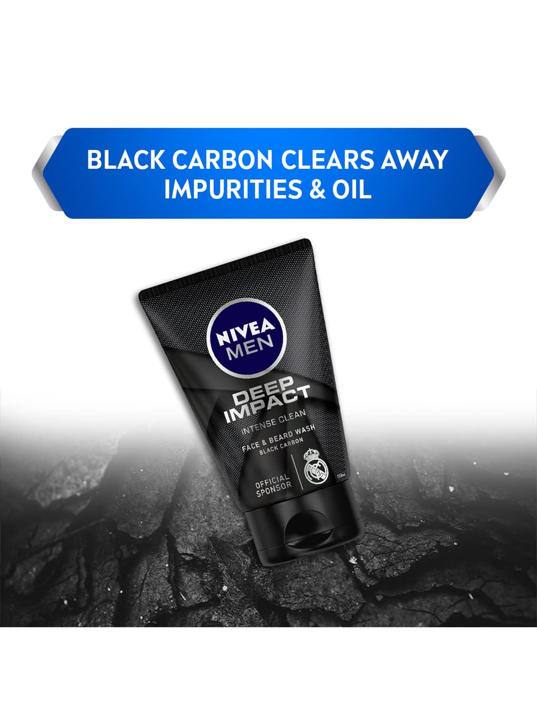 NIVEA Men Deep Impact black carbon texture close-up highlighting deep cleanse