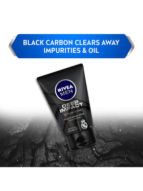 NIVEA Men Deep Impact black carbon texture close-up highlighting deep cleanse