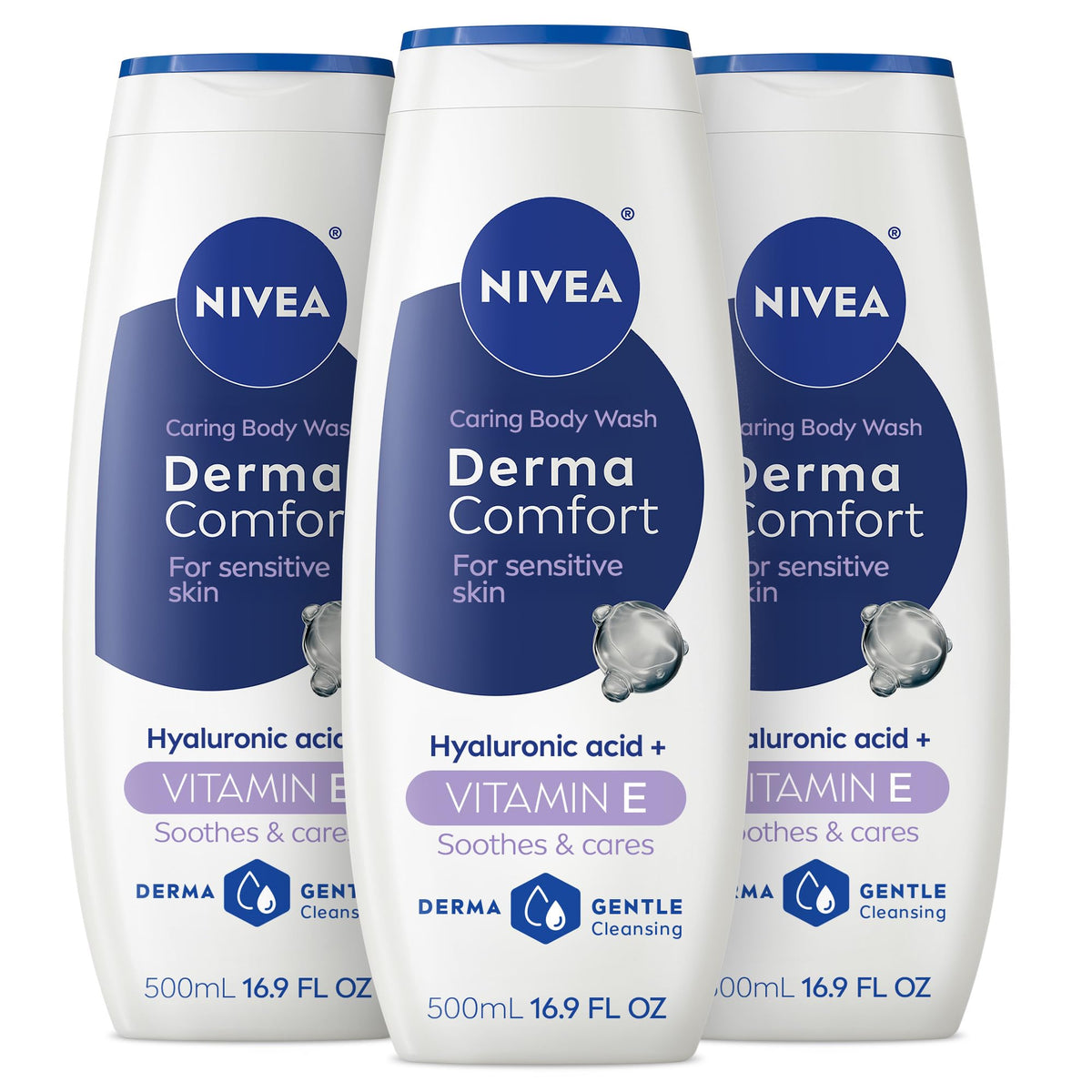 NIVEA front packaging showing bottle and label, clear moisturising benefits