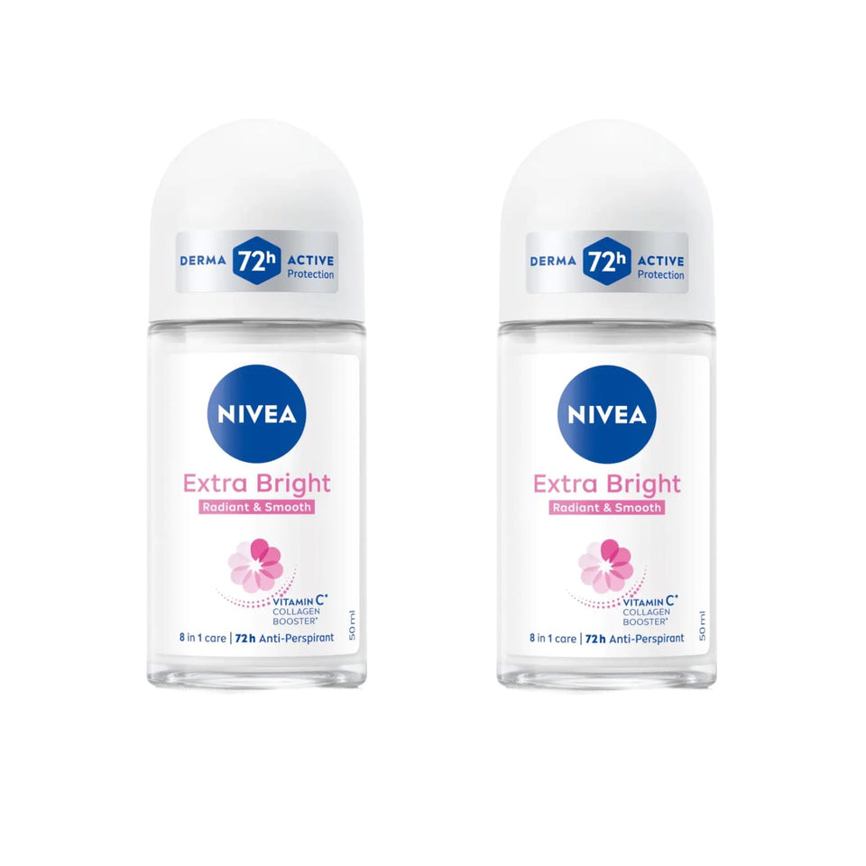 NIVEA front packaging showing twin 50ml bottles and brightening benefit