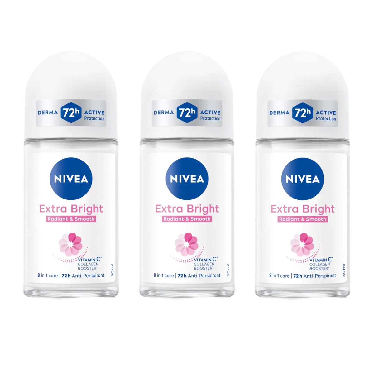 NIVEA front packaging showing brightening roll-on and benefits
