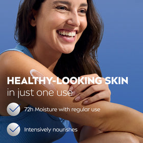 NIVEA applied to heels demonstrating foot care benefit and softer skin