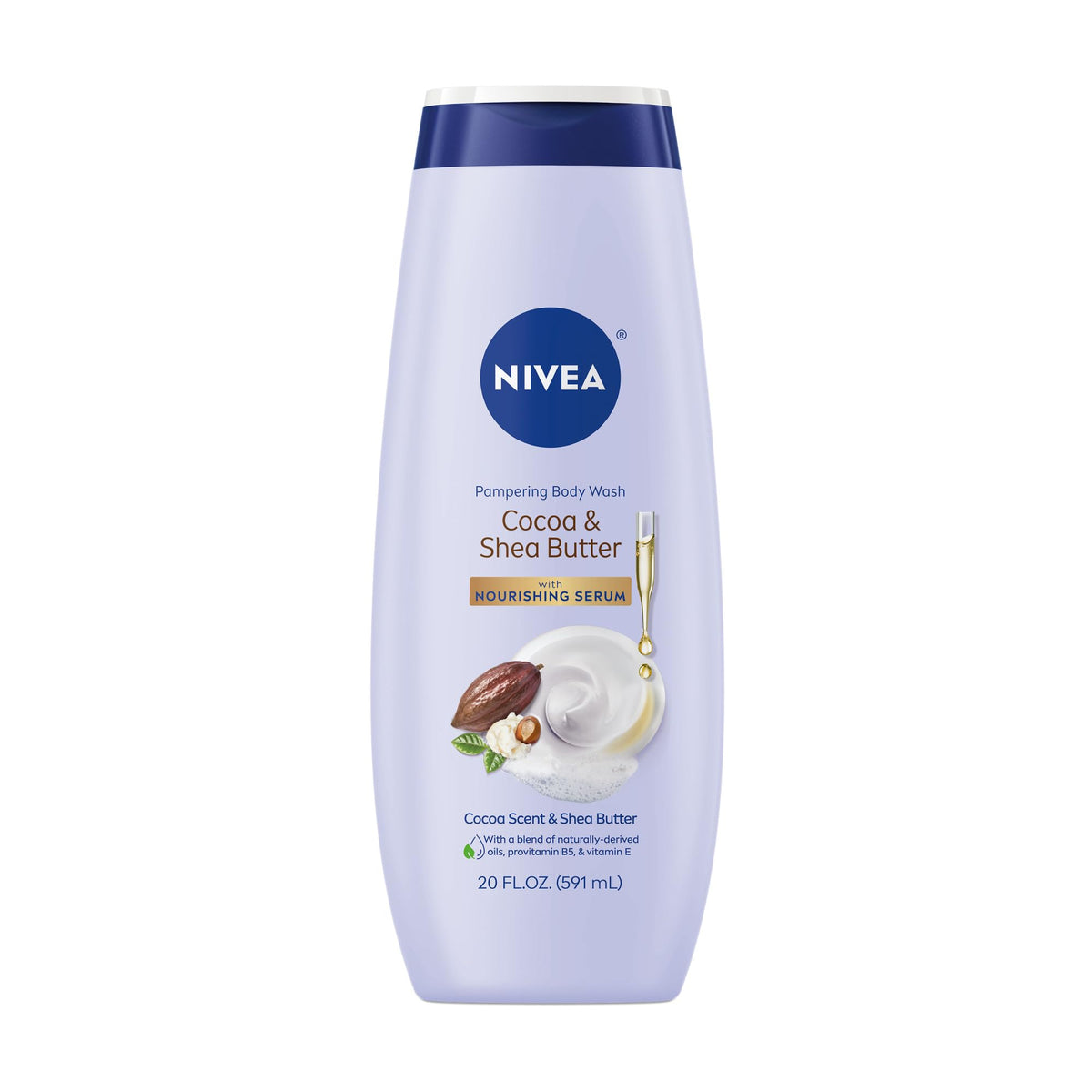 NIVEA front label of 20 fl oz bottle showing product name and scent benefit