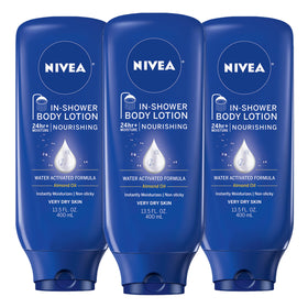NIVEA front packaging show three bottles, convenience for multiple bathrooms
