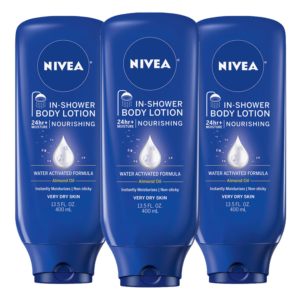 NIVEA front packaging show three bottles, convenience for multiple bathrooms