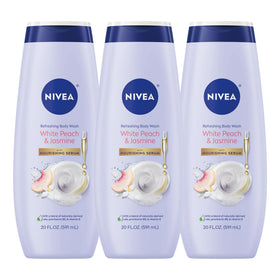 NIVEA front packaging showing white peach and jasmine scent and volume benefit