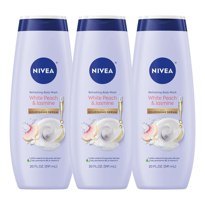 NIVEA front packaging showing white peach and jasmine scent and volume benefit