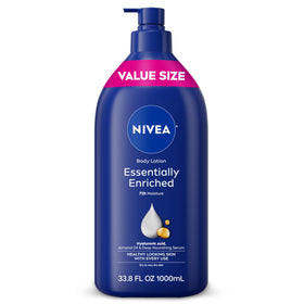 NIVEA front pump bottle showing label and large value size benefit