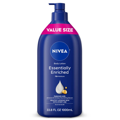 NIVEA front pump bottle showing label and large value size benefit