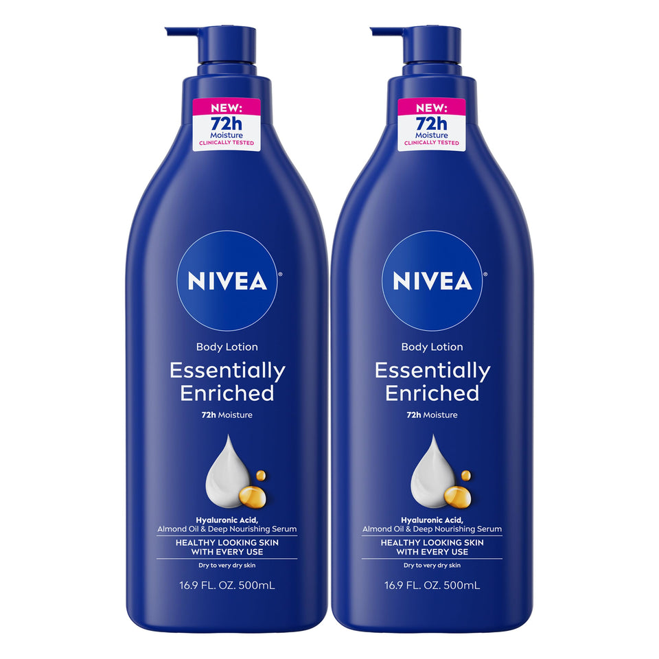 NIVEA front view pump bottle showing product and branding for quick identification and convenience