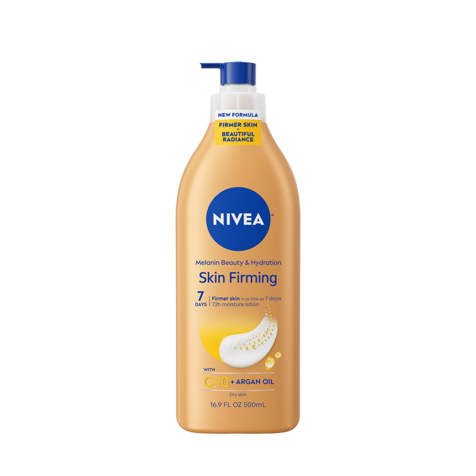 NIVEA pump bottle front view showing product and easy dispensing benefit