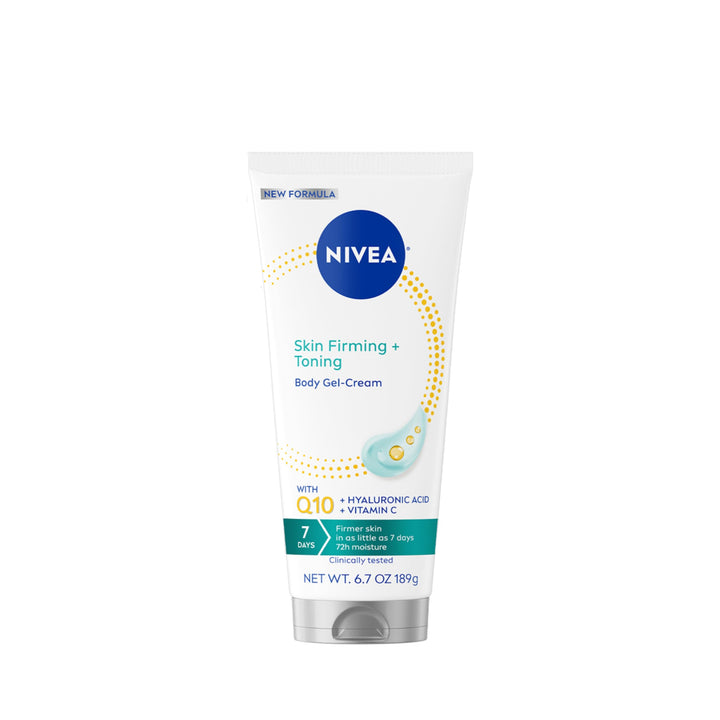 NIVEA front tube showing firming gel cream and benefits