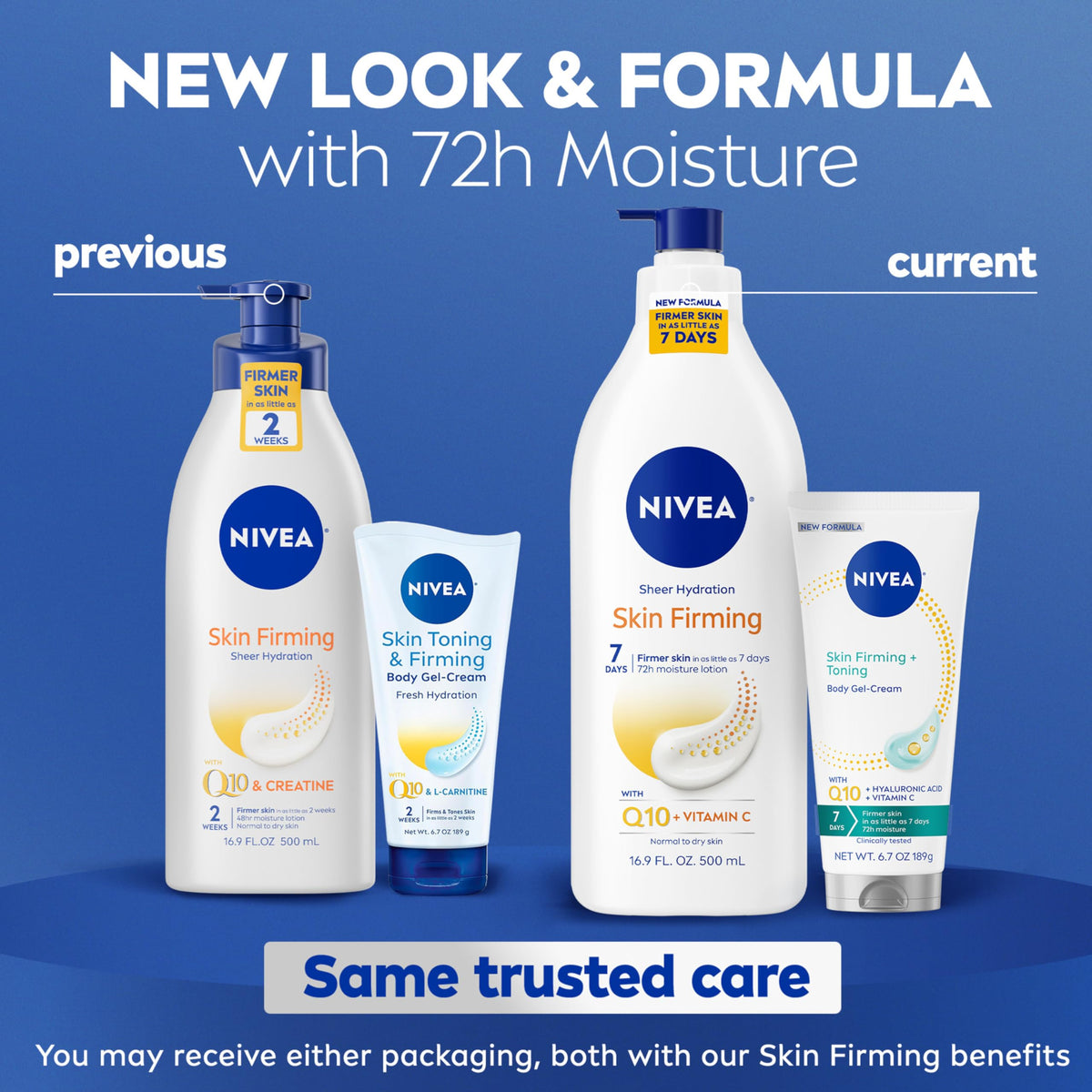 NIVEA skin firming gel cream tube close-up highlighting quick-absorbing benefit