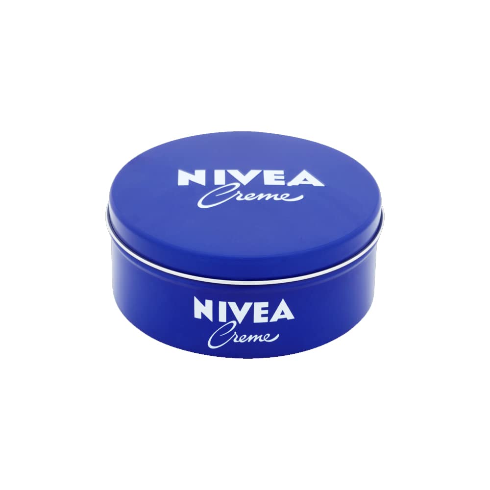 NIVEA metal tin front view showing brand and size, durable packaging benefit