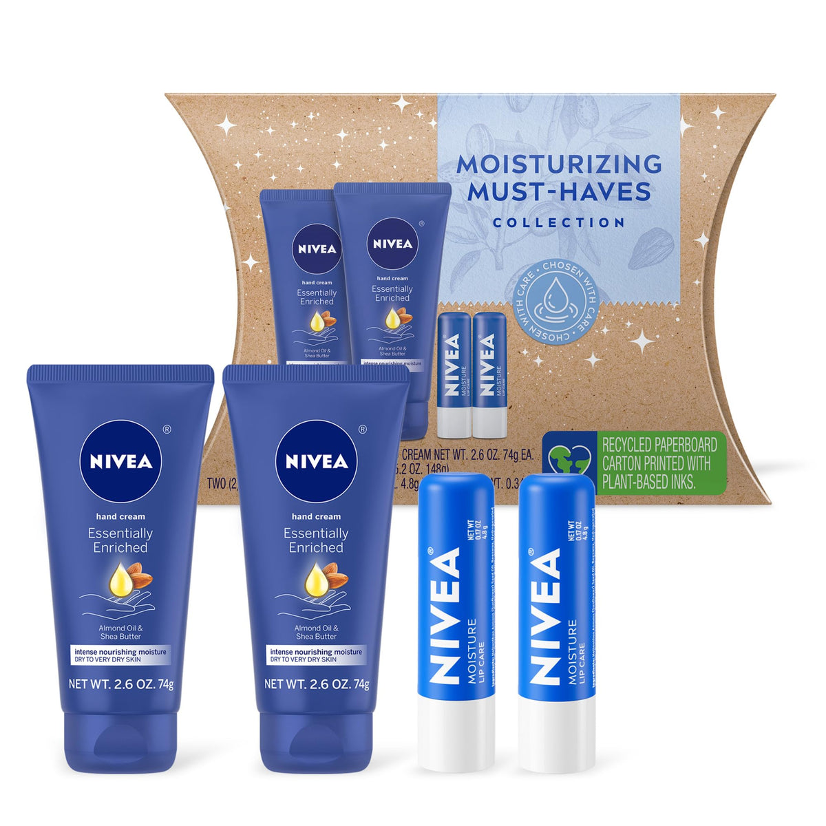 NIVEA hand cream front packaging showing nourishing benefits