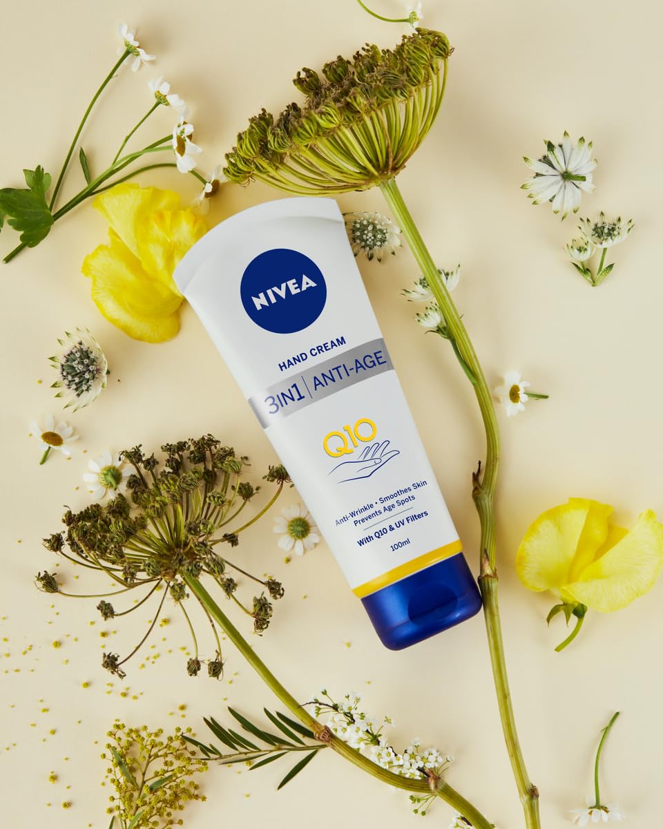 NIVEA ingredients display highlighting shea butter and Q10 for nourishing benefits
