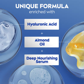 NIVEA hands applying lotion in bathroom showing quick hydration benefit