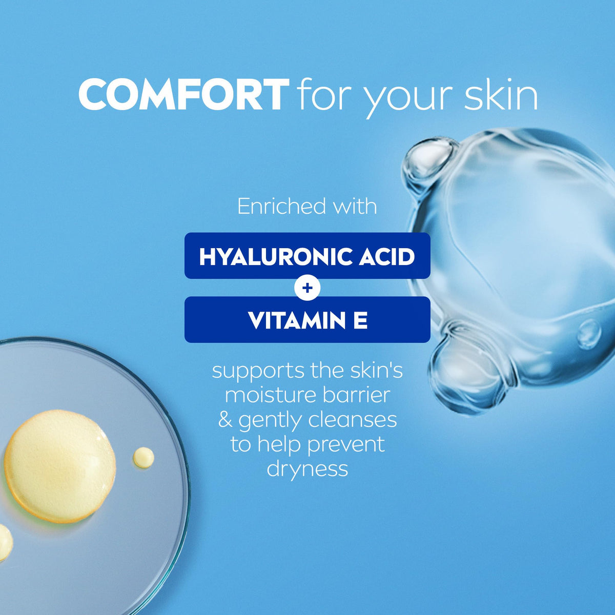 NIVEA ingredients list spotlight emphasizing biodegradable, skin-friendly formula