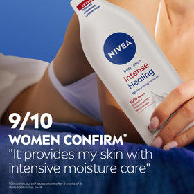 NIVEA bottle with recycled-plastic symbol showing eco-friendly packaging benefit