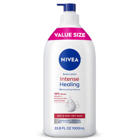 NIVEA front pump bottle showing product and easy dispensing benefit